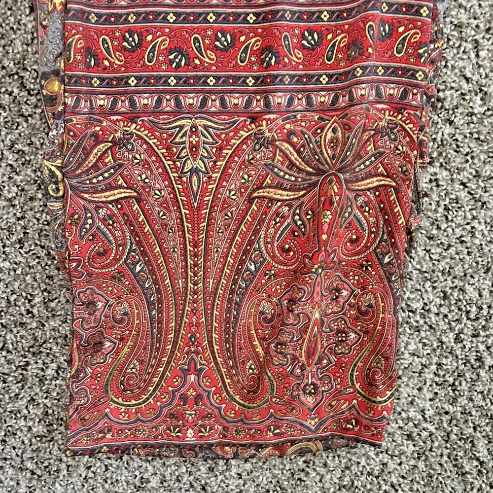 Cienna Pants Women S Silk Poly Blend Gold Red Floral Paisley Wide Leg Pants Boho - Picture 5 of 16